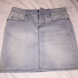 Light washed blue denim skirt
